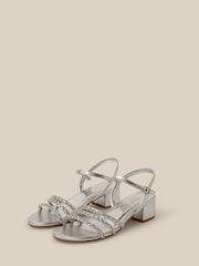 Monsoon Silver Embellished Strap Metallic Heeled  Sandals - Image 1 of 3