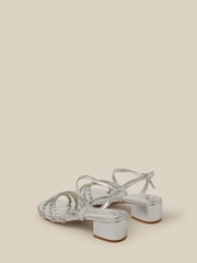Monsoon Silver Embellished Strap Metallic Heeled  Sandals - Image 3 of 3