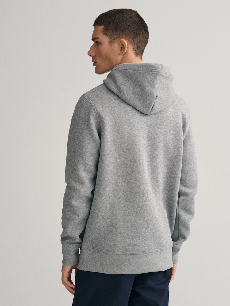 GANT Grey Melange Archive Shield Hoodie - Image 2 of 5