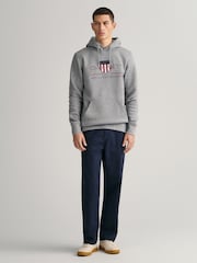 GANT Grey Melange Archive Shield Hoodie - Image 3 of 5