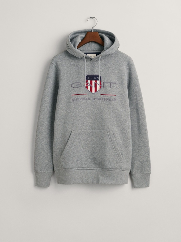 GANT Grey Melange Archive Shield Hoodie - Image 5 of 5