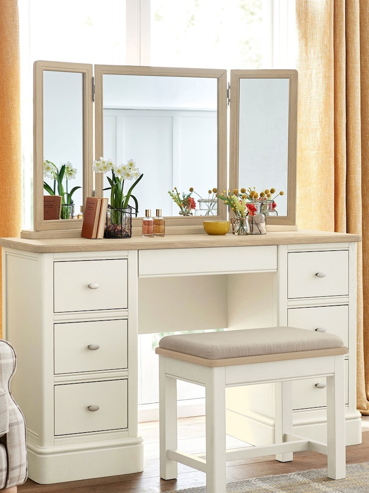 Chalk White Hampton Painted Oak Collection Luxe Stool - Image 1 of 8