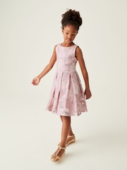 Pink - Baker by Ted Baker Glitzerndes Jacquard-Kleid mit Schleife - Bild 3 von 13
