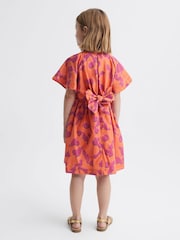 Reiss Orange Print Jeanie Print Midi Dress - Image 5 of 7