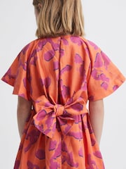 Reiss Orange Print Jeanie Print Midi Dress - Image 6 of 7