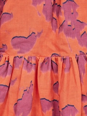 Reiss Orange Print Jeanie Print Midi Dress - Image 7 of 7