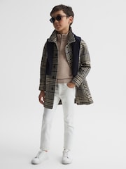 Reiss Wheat Melange Blackhall Junior Quarter Zip Merino Wool Jumper - Image 3 of 6
