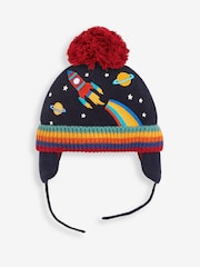 JoJo Maman Bébé Navy Blue Appliqué Bobble Hat - Image 1 of 4