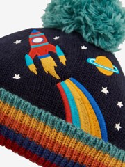 JoJo Maman Bébé Navy Blue Appliqué Bobble Hat - Image 2 of 4
