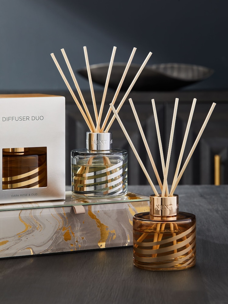Rose Orange Blossom and Midnight Patchouli Fragranced 70ml Reed Diffuser Duo - Image 1 of 3