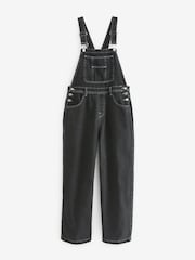 Black Denim Wide Leg Dungarees - Image 1 of 6