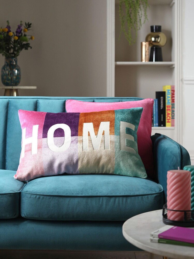 Multi Bright Cut Velvet Home Cushion - Image 1 of 4