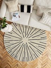 Monochrome Brady Stripe Circle Rug - Image 1 of 6