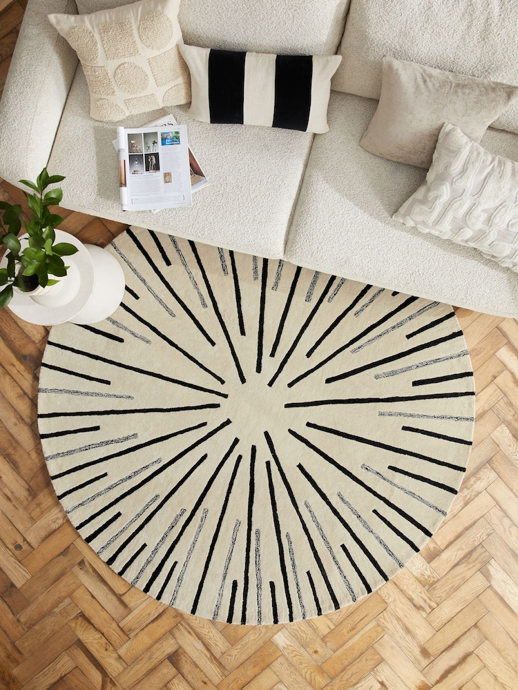 Monochrome Brady Stripe Circle Rug - Image 1 of 6