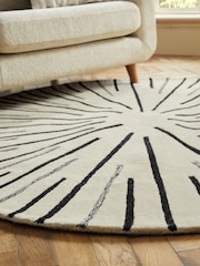 Monochrome Brady Stripe Circle Rug - Image 2 of 6