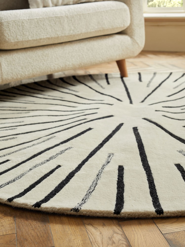 Monochrome Brady Stripe Circle Rug - Image 2 of 6