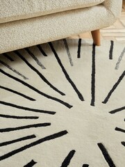 Monochrome Brady Stripe Circle Rug - Image 3 of 6