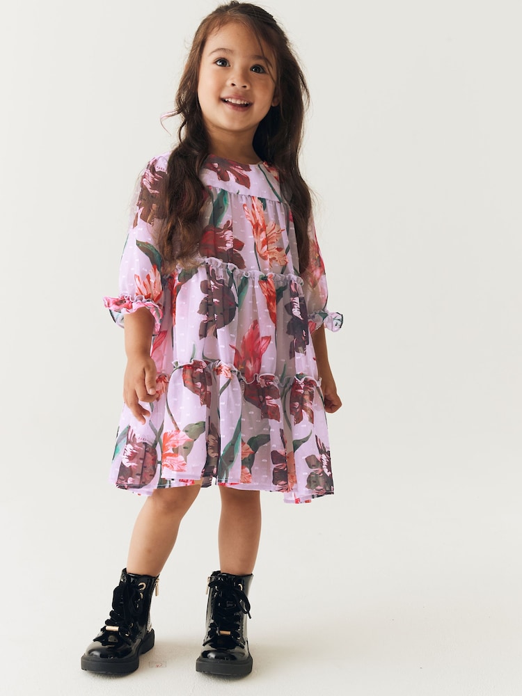 Baker by Ted Baker (0-6yrs) Lilac Purple Floral Tiered Dress - Image 1 of 14 Baker by Ted Baker (0-6yrs) Lilac Purple Floral Tiered Dress - Image 1 of 14