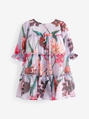 Baker by Ted Baker (0-6yrs) Lilac Purple Floral Tiered Dress - Image 12 of 14