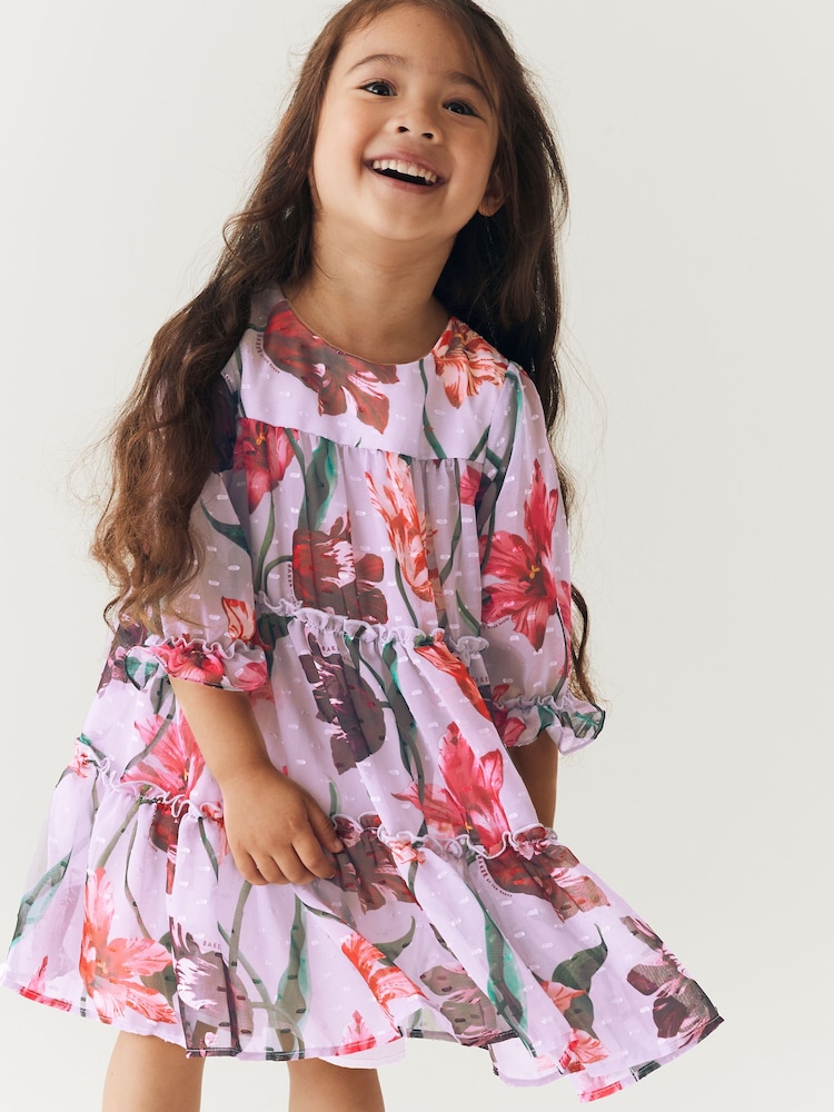Baker by Ted Baker (0-6yrs) Lilac Purple Floral Tiered Dress - Image 2 of 14 Baker by Ted Baker (0-6yrs) Lilac Purple Floral Tiered Dress - Image 2 of 14