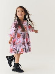 Baker by Ted Baker (0-6yrs) Lilac Purple Floral Tiered Dress - Image 6 of 14