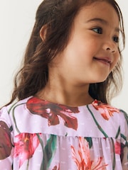 Baker by Ted Baker (0-6yrs) Lilac Purple Floral Tiered Dress - Image 8 of 14