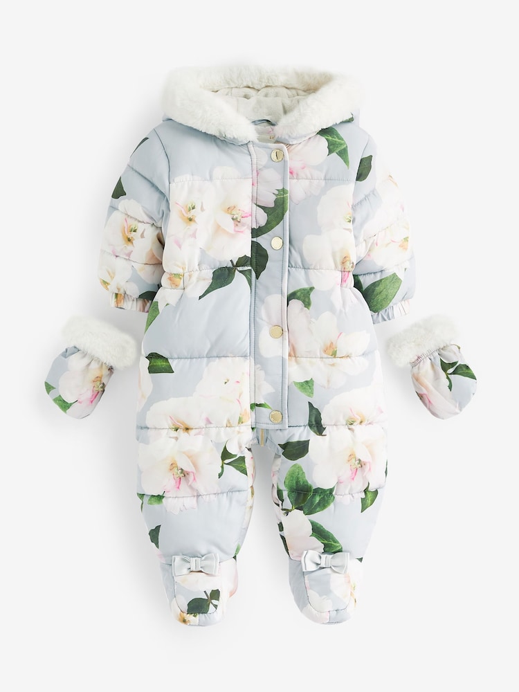 Baker by Ted Baker Shower Resistant Floral Snowsuit With Mittens - Image 1 of 9