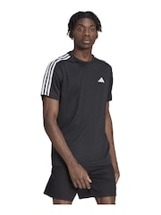 adidas Black Train Essentials 3-Stripes Training T-Shirt - Image 1 of 7