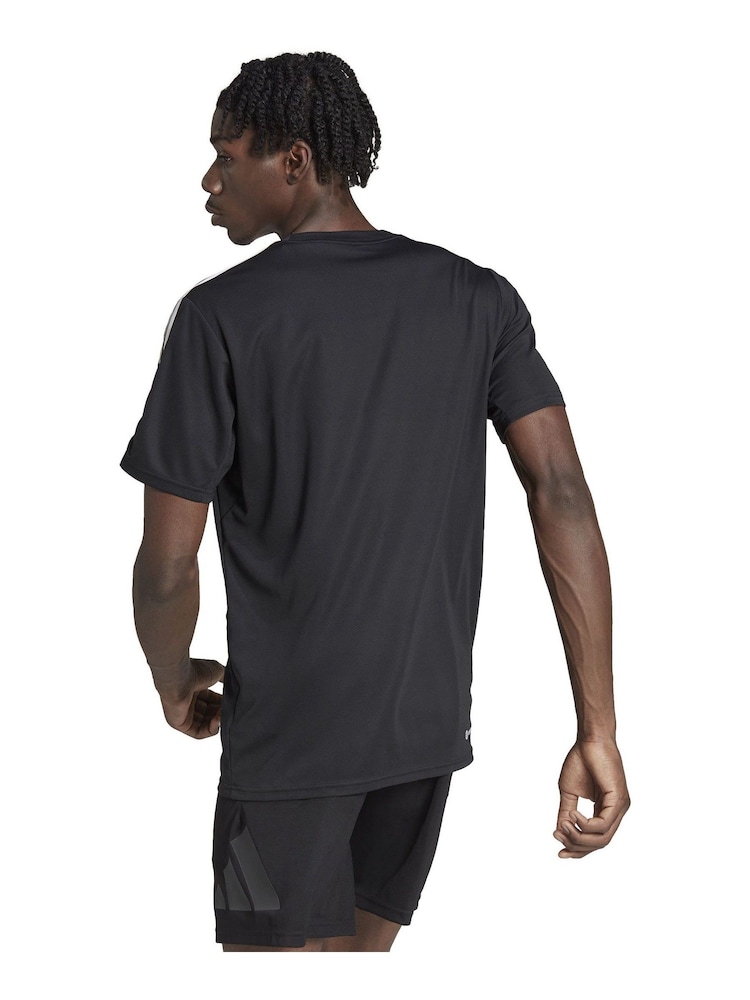 adidas Black Train Essentials 3-Stripes Training T-Shirt - Image 2 of 7