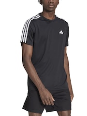 adidas Black Train Essentials 3-Stripes Training T-Shirt - Image 3 of 7