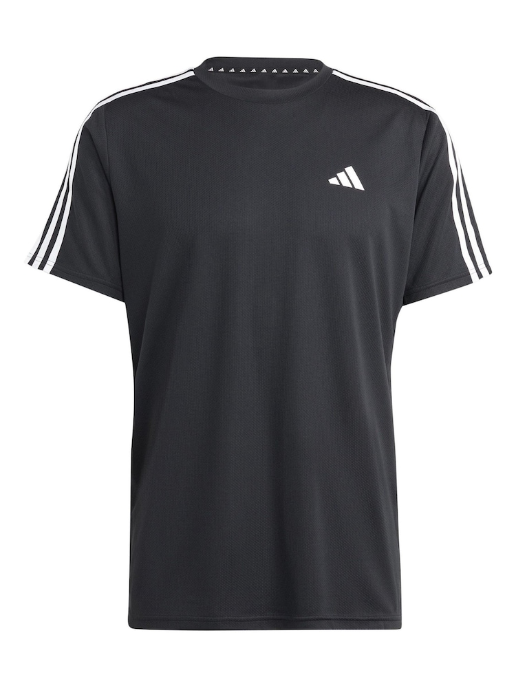 adidas Black Train Essentials 3-Stripes Training T-Shirt - Image 7 of 7