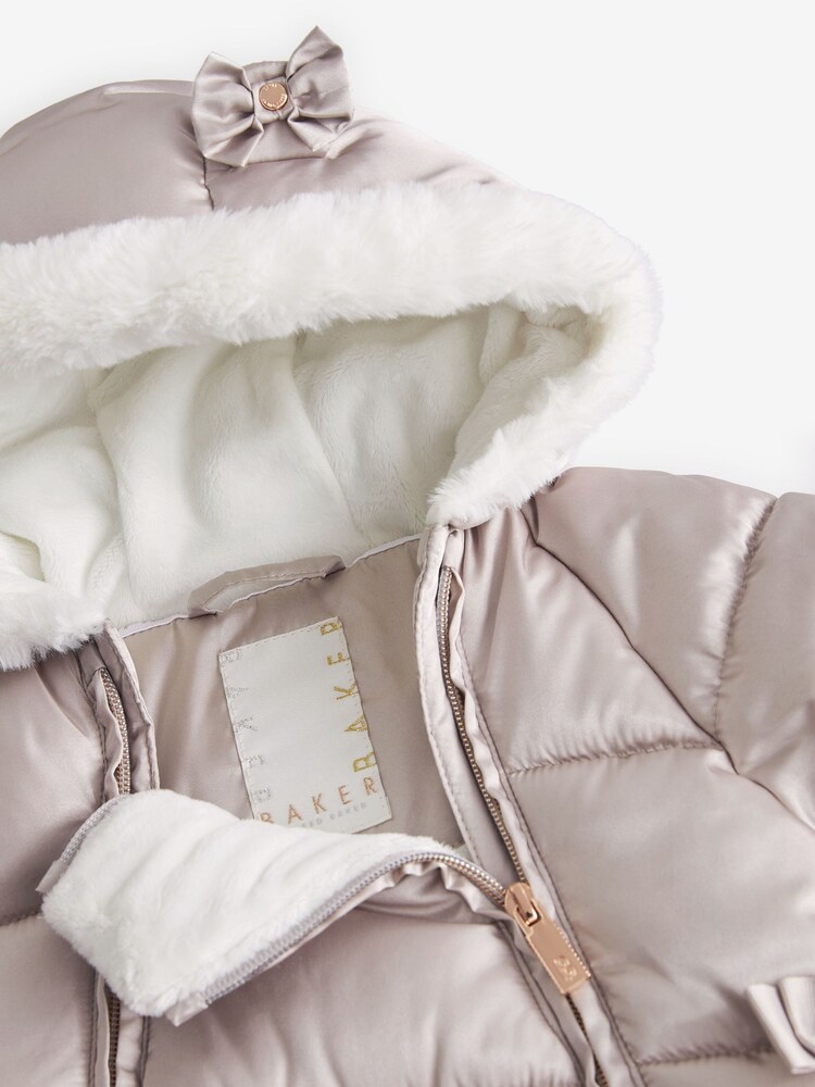 Baker by Ted Baker Oyster Shower Resistant Snowsuit With Mittens - Image 3 of 7