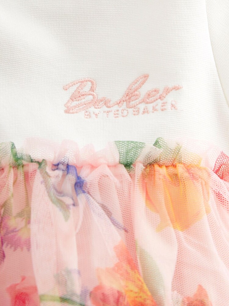 Baker by Ted Baker Pink Floral Tiered Mesh Dress - Image 3 of 4