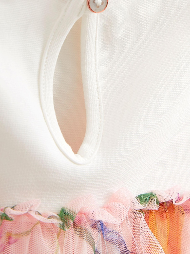 Baker by Ted Baker Pink Floral Tiered Mesh Dress - Image 4 of 4