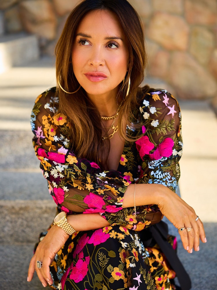 Myleene Klass Floral Embroidered Wrap Dress - Image 6 of 10