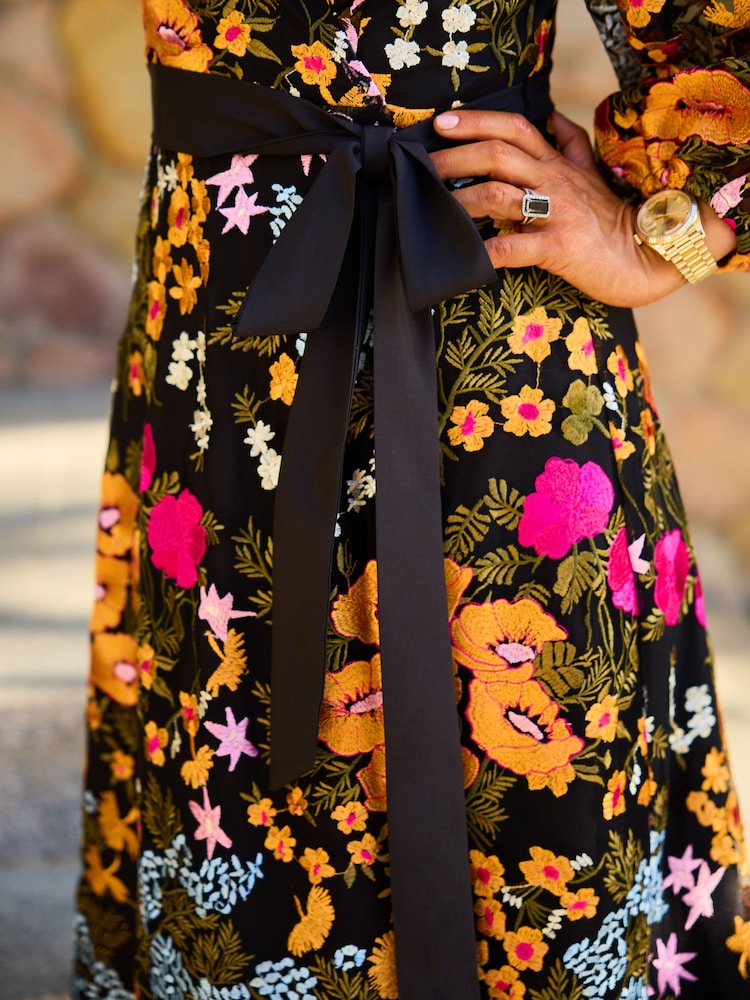 Myleene Klass Floral Embroidered Wrap Dress - Image 7 of 10