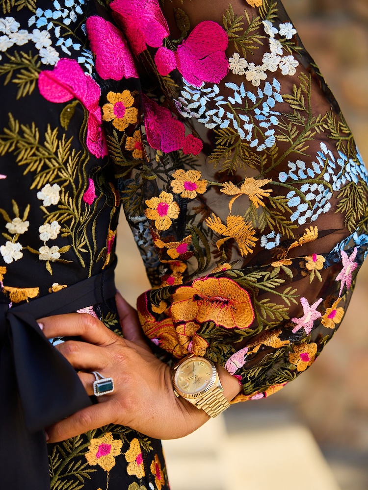 Myleene Klass Floral Embroidered Wrap Dress - Image 8 of 10
