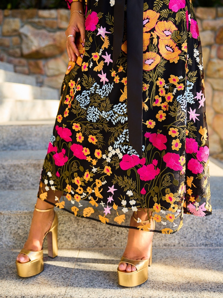 Myleene Klass Floral Embroidered Wrap Dress - Image 9 of 10
