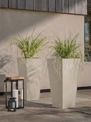 Set of 2 Grey Metal All Weather Plant Pot - Image 1 of 4