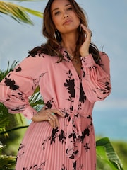Myleene Klass Pink Pleated Shirt Dress - Image 3 of 5