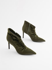 Khaki Green Forever Comfort® Point Toe Ruched Ankle Boots - Image 1 of 5