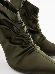 Khaki Green Forever Comfort® Point Toe Ruched Ankle Boots - Image 4 of 5