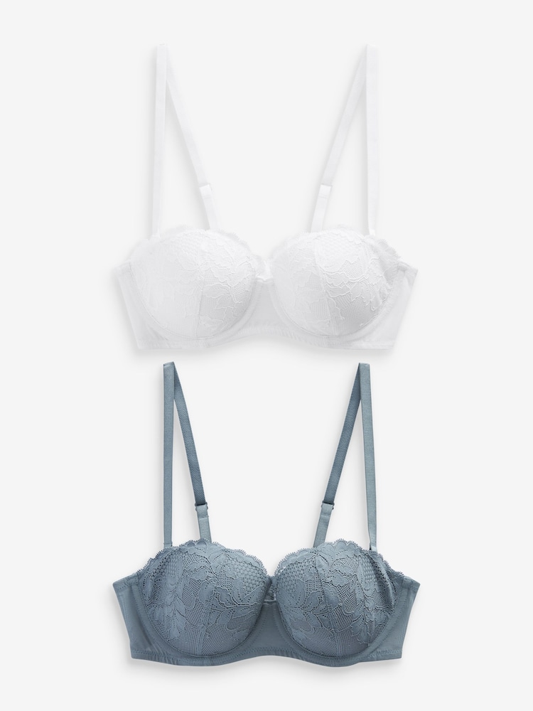 Blue/White Lace Light Pad Strapless Multiway Bras 2 Pack - Image 6 of 9