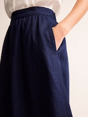 Boden Blue Florence 100% Linen Midi Skirt - Image 4 of 5