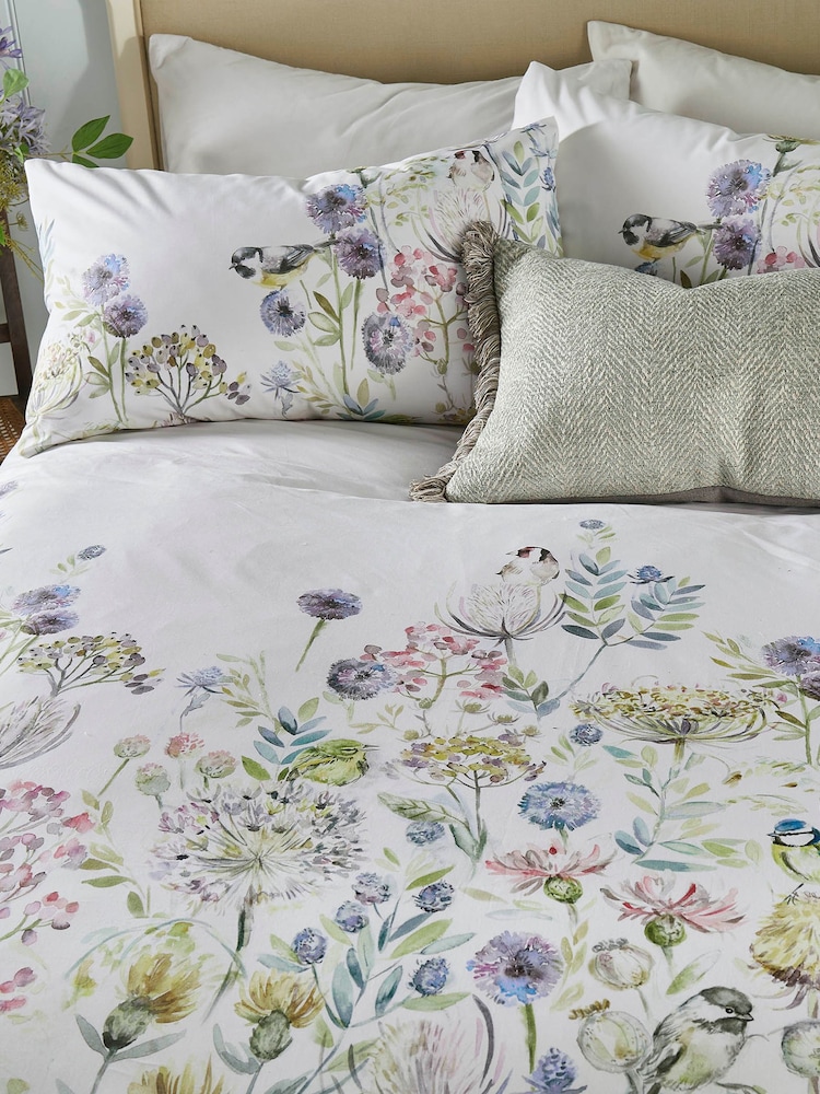 Voyage White Morning Chorus 100% Cotton Duvet Cover Set - Image 2 of 4