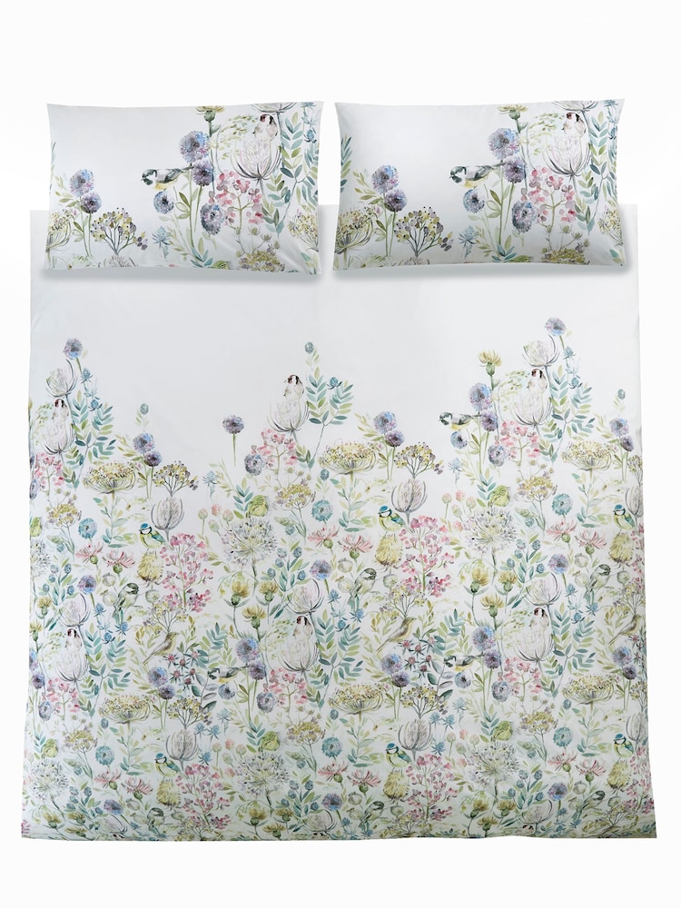 Voyage White Morning Chorus 100% Cotton Duvet Cover Set - Image 3 of 4