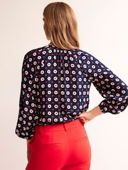 Boden Blue Border Print Raglan Top - Image 2 of 5