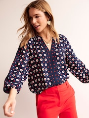 Boden Blue Border Print Raglan Top - Image 3 of 5