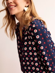 Boden Blue Border Print Raglan Top - Image 4 of 5