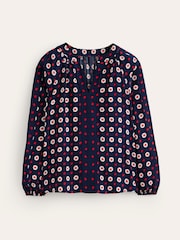 Boden Blue Border Print Raglan Top - Image 5 of 5